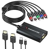 Male Component to HDMI Converter, 1080P YPbPr to HDMI Converter Compatible with DVD/STB/VHS Which Have Female Component Output to View on HDTV via HDMI