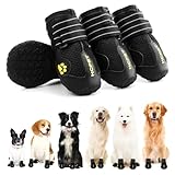 Hcpet Dog Shoes, Dog Boots for Large Dogs, Waterproof Dog Booties Paw Protector for Summer Hot Pavement, Winter Snowy Day, Outdoor Walking, Indoor Hardfloors Anti Slip Sole Black Size 6