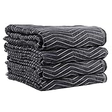 US Cargo Control Moving Blankets Heavy Duty 80'x72' MBSUPREME95 Supreme Mover (95 lb/Doz Weight), Large Quilted Moving Packing Blanket, Furniture Pads, Machine Washable, Moving Blankets 4-Pack, Black