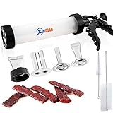 XINQIAO Jerky Gun Food Grade Plastic Beef Jerky Gun Kit,1 LB Jerky Maker with 4 Stainless Steel Nozzles 2 Brushes