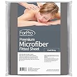 ForPro Premium Microfiber Massage Fitted Sheet, Cool Grey, Ultra-Light, Stain and Wrinkle-Resistant, for Massage Tables, 36' W x 77' L x 7' H