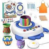 Kids Pottery Wheel Kits,Ccinnoe Complete Pottery Wheel and Painting Kit with Sculpting Clay,Air Dry Natural Clay, Craft Tools, Arts & Crafts, Craft Kits for Kids