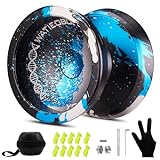 WATIEOBOO Responsive Yoyo Professional, Trick Yoyo for Kids Adults Beginner Metal Unresponsive Yoyos for Adults Advanced Player with Yoyos Strings Removal Bearing Tool-Black Blue Silver