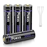 POWXS Rechargeable AA Lithium Batteries USB, 3300mWh Super Capacity 2H Fast Charging 1.5V Lithium Ion Double A Batteries with 2 in 1 Micro USB Cable