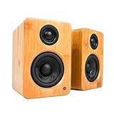 Kanto YU2BAMBOO PC Gaming Desktop Speakers | 3' Composite Drivers | 3/4' Silk Dome Tweeter | Class D Amplifier | 100 Watts | Built-in USB DAC | Subwoofer Output | Pair | Bamboo