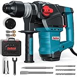 ENEACRO 1-1/4 Inch SDS-Plus 12.5 Amp Heavy Duty Rotary Hammer Drill, Safety Clutch 3 Functions with Vibration Control Including Grease, Chisels and Drill Bits with Case