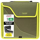 Five Star Zipper Binder, 3 Inch 3-Ring Binder with Removable Padded Case and Expanding File, 700 Sheet Capacity, Includes Multi-Use Strap, Olive/Citrus (292960C)