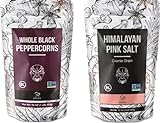 Soeos Whole Black Peppercorns 16oz + Himalayan Pink Salt 2lb, Salt and Pepper for Grinders, Black Peppercorn Refil, Pink Himalayan Sea Salt, 2 Piece Set