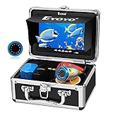 Eyoyo Portable Underwater Fishing Camera Waterproof 1000TVL Video Fish Finder 7 inch LCD Monitor 12pcs IR Infrared Lights for Ice Lake and Boat Fishing (50m Cable)