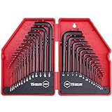 EFFICERE 30-Piece Premium Hex Key Allen Wrench Set, SAE and Metric Assortment, L Shape, Chrome Vanadium Steel, Precise Chamfered Tips | 0.028-3/8 inch 0.7-10 mm In Storage Case