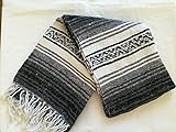 MEXIMART's® Authentic Mexican Falsa Blanket Hand Woven (Black)