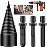 Firewood Log Splitter, 4PCS Drill Bit Removable Cones Kindling Wood Splitting logs bits Heavy Duty Electric Drills Screw Cone Driver Hex + Square + Round 42mm/1.65inch