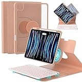 OPAKIT Magnetic Backlit Keyboard Case for iPad Pro 12.9-inch (6th, 5th, 4th, 3rd Generation) - 360 Rotatable Detachable - Wireless Keyboard Case for iPad 2018, 2020, 2021, 2022 (Pink)