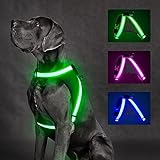 ChalkLit Light Up Dog Harness, No Pull Led Dog Harness Glow-in-The-Dark for Night Walking, USB Rechargeable Lighted Safety Vest for Small Dogs, Adjustable Soft Mesh Fully Illuminated (Green, Small)