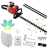 JENPECH 26cc Hedge Trimmer Gas, Two Stroke Brush Cutter Tea Trimmer, Fuel Efficient Low Noise High Power Double Side Blade, Landscaping Trimmer