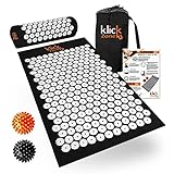 Klick Zone Set of 4 Acupressure mat and Pillow Set with 2 Spiky Massage Balls & Travel Bag - Accpoint Mat - Black Acupuncture Mat (Black)