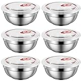 Ceiteo 28 Oz Stainless Steel Large Bowls Set of 6, Metal Double-walled Insulated Noodle Soup Bowls with Lids for Adult, Dishwasher Safe and Unbreakable