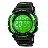 Kids Digital Watches Boys 4-12, Kids Green Digital Sports Waterproof Outdoor Analog Electronic Watches with Alarm Stopwatch, Children Birthday Presents Gifts Toys for Age 4-12 Year Old Boys Girls