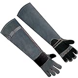 SLARMOR Animal Handling Gloves/Welding Gloves Bite Proof Double Leather Reinforced Padding Dog,Cat,Bird Handling Gloves