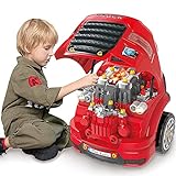 iPlay, iLearn Large Truck Engine Toy, Kids Mechanic Repair Set for 3-5 Yr Toddlers, Big Builder Kit, Take Apart Motor Vehicle Pretent Play Car Service Station, Gifts 4 6 7 8 Year Old Boy Child