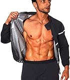 NINGMI Sauna Suit for Men Sweat - Long Sleeve Shirt Jacket Workout Body Shaper Zipper Top Slimming Fitness Trainer Gym