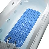 COMUSTER Bathtub and Shower Mats, Extra Long Non-Slip Bath Mat (39' x 16'), Machine Washable Bath Tub Mat for Bathroom(Transparent Blue)