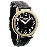 Ultima Low Vision Watch - Black Dial - White Numbers - Leather-Unisex
