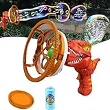 Bubble Machine,Bubble Gun,Electric Children's Fan Dinosaur Bubble Machine,Double-Layer Bubble,Fully Automatic Electric Bubble Machine for 3 4 5 6 7 8 Years Old Boys and Girls (red)