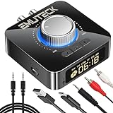 EMUTECK Bluetooth 5.0 Audio Adapter, 5-in-1 Wireless Transmitter Receiver for Car TV CD PC Home Stereo, USB to AUX 3.5mm RCA Receiver, Micro SD Card MP3 Player Transmitter for Headphones Speaker