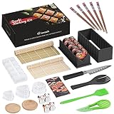 HI NINGER Sushi Making Kit Complete Sushi Making Kit for Beginners Sushi Makers withChef's Knife, Bamboo Sushi Rolling Mat/Triangle/Doughnuts/Sushi Rice Mold,24 Piece All You Need Sushi Making Kit