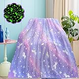 Cexsilicon Unicorn Blanket, Glow in The Dark Blanket Toys for 1 2 3 4 5 6 7 8 9 10 Year Old Girls, Birthday Valentines Christmas Day Gifts for Girls, Kids Bed Couch Camping Travel Blanket 60x50in