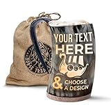 Norse Tradesman Personalized Engraved Viking Drinking Horn Mug - Holiday Themed Designs and Submit Your Text for Engraving - Multiple Tankard Sizes & Finish Options