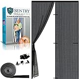Fiberglass Mesh Magnetic Screen Door – Heavy Duty Self-Closing Hanging Door Net Screen with Magnet Closures – Available in 5 Colors and Many Sizes – Magnetic Door Screen by Sentry Screens Black