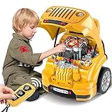 KIZZYEA Toys for 3 4 5 6 7 8 Years Old Boys, Large Truck Engine Toys for Toddlers 3-5, Mechanic Repair Set for Kids, Big Truck Builder Kit, Take Apart Toys Idea Gifts for 3+ Year Old Boy