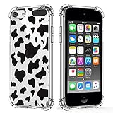 KANGHAR iPod Touch 7 Case, iPod Touch 6 Case,iPod Touch 5 Case, Cow Cute Pattern Shockproof Clear Four Corners Cushion Durable Hard PC + Soft TPU Bumper Anti-Scratch Protection Crystal Cover-4inch