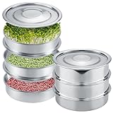 Stainless Steel Seed Sprouting Kit, 3-tier Microgreens Growing Tray 6in Dia, Stackable Round Seed Sprouter Maker with Encrypted Mesh, Sprouts Grower for Beans Broccoli Alfalfa Seeds Wheat Grass