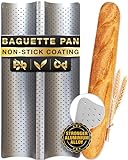 Eparé Baguette Pan for Baking - 15' x 6.5' Nonstick Bread Pans for Homemade Bread - Long Italian Bread Pan & French Bread Baker's Tray - Baquette Baking Pan Tool (US Company)