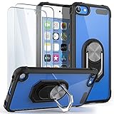 ULAK Compatible with iPod Touch 7th Generation Case with Screen Protector, Clear Back Cover with Build in Kickstand, Heavy Duty Hard Shell Case for Apple iPod Touch 7th/6th/5th Gen, Black