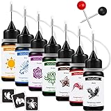 Temporary Tattoo Ink and Stencils for Adults Teens Kids, Temporary Tattoo Kit Skin Friendly - Black Red Brown Green Purple Blue Orange