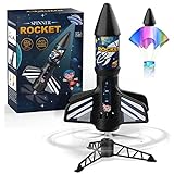 Rocket Launcher for Kids, Self-Launching Motorized Air Rocket Toy, Outdoor Toys for Ages 8-12, Model Rockets with Parachute Safely Land, Launch up to 200 ft Birthday Gifts for Boys