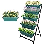 Vertical Garden Planter Boxes 5 Tiered Elevated Standing Ladder Planters Outdoor Herb Plants Raised Garden Bed for Vegetables Flowers