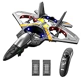 4DRC V17 Remote Control Plane 2.4Ghz Foam RC Airplanes Helicopter Quadcopter for Adults Kids,Spinning Drone,Gravity Sensing,Stunt Roll,Cool Light,2 Battery,Gifts for Kids Boys,