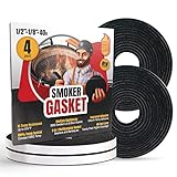 Smoker Chef XXL 40 FT Grill Gasket for Smokers - Black 1/2’’ x 1/8’’ Hi Temp Seal Smoker Gasket – 4-Pack x 10 FT Self Stick Black Nomex Fire Tape BBQ Lid – Bbq Grill Smoker Accessories Gifts for Men