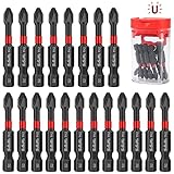 SuSuMu Impact Ready Magnetic Phillips Bit 2 Inch Phillips Head Inset CNC Drill Tip 20PCS Ph2 S2 Steel Anti Slip Screwdriver Bits Set with Magnetizer Case for Impact Driver Power Screwdriver