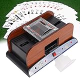 Card Shuffler, Electric Automatic Wooden Playing Card Deck Shuffler, Battery Operated Household Poker Card Shuffler Machine for The Elderly