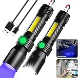Black Light UV Flashlight Rechargeable, 3in1 Super Bright Tactical Flashlights LED UV Black Light &Redlight, 2000Lumen 7Modes, Zoomable, Waterproof Pocket Flashlight for Pet Stains Detection,Camping