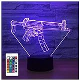 3D Illusion Gun Lamp: Cool Stuff for Your Room Boys, Game Room Decor for Men, Gaming Gaming Lights for Room, Gamer Room Decor for Teens, Gamer Gifts for Men, USB & Battery Powered, 16 Colors Changing