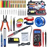 Electronics Soldering Iron Kit, 80W LCD Digital Portable Soldering Gun with Adjustable Temperature (180°C- 500°C）and Fast Heating,13-in-1soldering iron premium kit tools [110 V, US Plug]