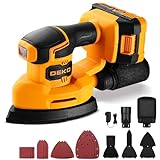 Cordless Detail Sander: DEKOPRO 20V Power Electric Palm Sanders Tool with Battery and Charger, Detail Pad Attachment, Hand Sander for Wood Furniture, Woodworking