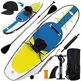 Blue Water Toys Inflatable Crossover Stand Up Paddle Board/Kayak Kit - Pump, Backpack, Coil Leash, Paddles, Detachable Seat, SUP 300 Pound Limit, 10 Feet by 32 Inches
